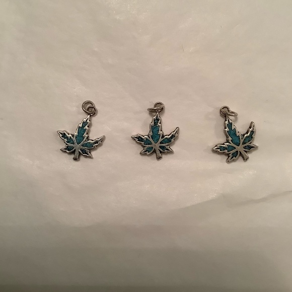 NEW vintage 925 silver Cannabis Leaf Charm-Pendant Turquoise - Picture 4 of 7